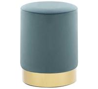 vidaXL Tabouret Repose-Pied de Salon Pouf de Salon Repose-Pied de Couloir Pouf de Chambre à Coucher Intérieur Maison Bleu Clair et Doré Velours 28 x 36 cm