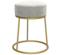 vidaXL Tabouret rond Pouf de salon en velours Gris clair