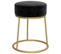 vidaXL Tabouret Rond Pouf de Salon Repose-Pied de Salle de Séjour Tabouret de Couloir Chambre à Coucher Maison Intérieur Noir Velours