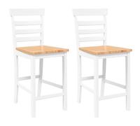 vidaXL Tabourets de Bar 2 pcs Blanc Bois Massif d'hévéa, Chaise, Chaise de Bar de Cuisine, Chaise de Restaurant, Chaise de Bar de Petit-déjeuner