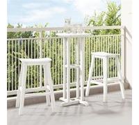 vidaXL Tabourets de Bar 2 Pcs Blanc Hdpe Léger Bois Naturel Sièges Extérieurs Construction Solide Minimaliste 42006610 Blanc
