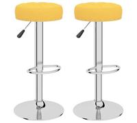 Vidaxl Tabourets De Bar 2 Pcs Jaune Moutarde Tissu Jaune