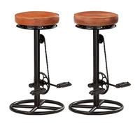 vidaXL Tabourets de bar 2 pcs Noir et marron Cuir véritable de chèvre Marron