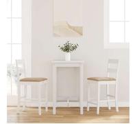 vidaXL Tabourets de bar avec coussins 2 pcs blanc bois massif d'hévéa, chaise, chaise de bar de cuisine, chaise de 4102562