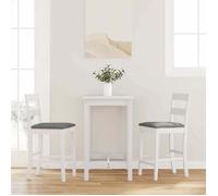 vidaXL Tabourets de bar avec coussins 2 pcs Bois massif d'hévéa Blanc