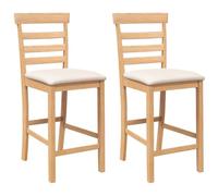 Tabourets de bar avec coussins 2pcs naturel bois massif d hévéa Bois G