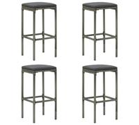 vidaXL Tabourets de bar avec coussins lot de 4 gris résine tressée
