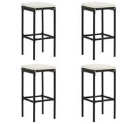 vidaXL Tabourets de bar avec coussins lot de 4 noir résine tressée
