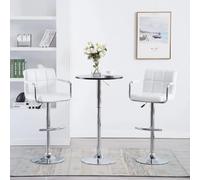 vidaXL Tabourets de bar - Blanc Similicuir