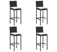 vidaXL Tabouret de bar de jardin avec coussins 4 pcs. noir Poly rotin