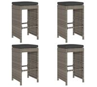 vidaXL Tabourets de Bar de Jardin et Coussins Lot de 4 résine tressée, Tabouret, Tabouret de Bar extérieur, Chaise de Bar, Tabouret de Jardin