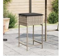 vidaXL Tabourets de bar jardin avec coussins lot de 2 gris clair rotin, tabouret, tabouret de bar extérieur, chaise de bar, 368322