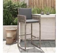 vidaXL Tabouret de bar de jardin avec coussins lot de 2 Gris Poly Rattan