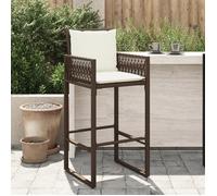 vidaXL Tabourets de bar jardin coussins lot de 2 marron résine tressée, tabouret, tabouret de bar extérieur, chaise de bar, 368706