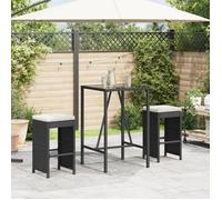 vidaXL Tabourets de bar jardin coussins lot de 2 noir résine tressée, tabouret, tabouret de bar extérieur, chaise de bar, 368686