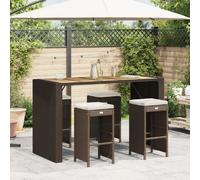 vidaXL Tabourets de bar jardin coussins lot de 4 marron résine tressée