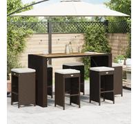 vidaXL Tabourets de bar jardin coussins lot de 6 marron résine tressée