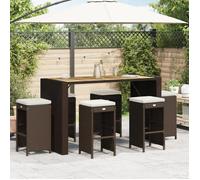 vidaXL Tabouret de bar de jardin avec coussins 6 pcs. Marron Poly rotin
