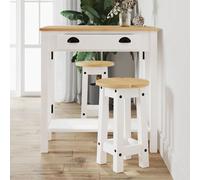 vidaXL Tabourets de bar lot de 2 blanc bois massif de pin