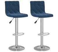 vidaXL Tabourets de Bar Lot de 2 Bleu Velours, Chaise de comptoir, Chaise, Chaise de pub, chaises de comptoir, chaises, chaises de pub, Chaise de Bar