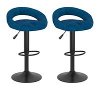 vidaXL Tabourets de bar Chaise bistro Velours bleu Lot de 2