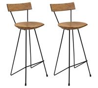 vidaXL Tabourets de bar lot de 2 bois de teck massif