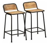 vidaXL Tabourets de bar lot de 2 bois massif manguier brut, chaise, chaise de bar de cuisine, chaise de bistrot, chaise de 4013530 Marron G