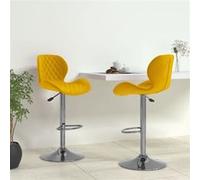 vidaXL Lot de 2 tabourets de bar, chaise de pub en velours jaune moutarde