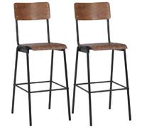 vidaXL Tabourets de bar - Lot de 2 - Marron - Contreplaqué et acier