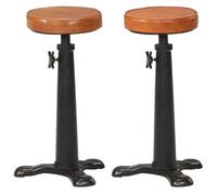 vidaXL Tabourets de bar lot de 2 marron cuir véritable et fonte