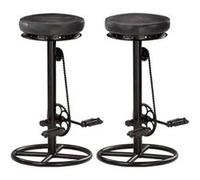 vidaXL Tabourets de bar lot de 2 noir cuir véritable de chèvre286968 Noir G