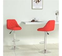 vidaXL Tabourets de bar – Lot de 2 pivotants bistrot en similicuir Rouge