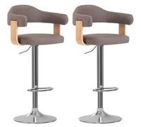Vidaxl Tabourets De Bar 2 Pcs Taupe Bois Courbé Et Tissu