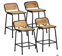 vidaXL Tabourets de bar lot de 4 bois massif manguier brut, chaise, chaise de bar de cuisine, chaise de bistrot, chaise de 4013535