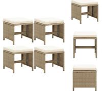 vidaXL Tabourets de jardin 4 pièces avec coussins d'assise en polyrotin beige - Chaises de jardin