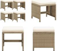 vidaXL Tabourets de jardin 4 pièces avec coussins d'assise en polyrotin beige - repose-pieds - tabourets - tabourets - repose-pieds