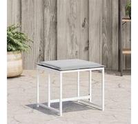 vidaXL Tabourets de jardin avec coussins 4pcs blanc acier et textilène, siège de jardin, tabouret d'extérieur, siège cube, 4008588 Blanc G