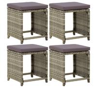 vidaXL Tabourets de jardin avec coussins - Gris - Lot de 4
