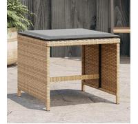 vidaXL Tabouret de jardin avec coussin 4 pcs. Mélange beige Poly rotin