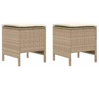 vidaXL Pouf de Jardin 2 Pièce Beige et crème 38 x 38 x 45 cm Rotin PE, Tabouret moderne en rotin, repose-pieds compact, meuble jardin, accessoire de patio, déco intérieure, assise polyvalente
