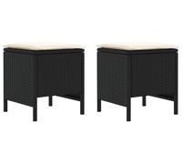 vidaXL Tabourets de jardin, lot de 2, noir et crème, 38 x 38 x 45 cm