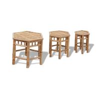 vidaXL Tabourets de Jardin Lot de 3 Bambou