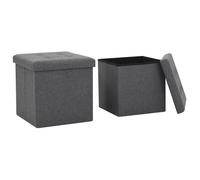 Vidaxl Tabourets De Rangement Pliables 2 Pcs Gris Foncé Faux Lin Gris