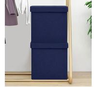 vidaXL Tabourets de rangement pliables – lot de 2, bleu faux lin
