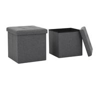 Vidaxl Tabourets De Rangement Pliables 2 Pcs Gris Foncé Faux Lin Gris
