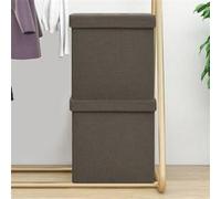 vidaXL Tabourets de rangement pliables 2 pcs Marron Faux lin