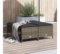vidaXL Tabouret de jardin avec coussins 4 pcs. Gris Poly Rattan