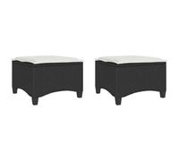 vidaXL Tabouret de jardin avec coussin 2 pcs. noir 55x55x36 cm Poly rotin