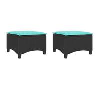 vidaXL Tabouret de jardin avec coussin 2 pcs. noir 55x55x36 cm Poly rotin