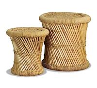 vidaXL Tabourets Lot de 2 Bambou et Jute